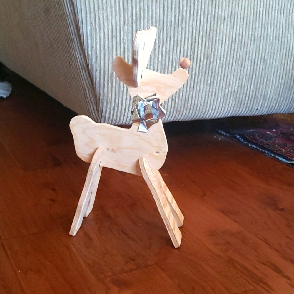 4 Pc Wood Craft Reindeer Decor